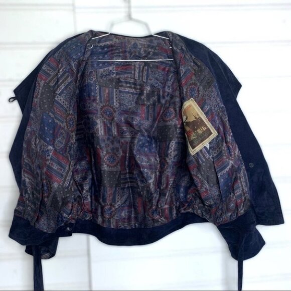 VINTAGE SUEDE LEATHER CROP OVERSIZED SOFT FULLY LINED JACKET WOMEN SIZE SMALL - Picture 2 of 8